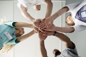 Close up team health workers