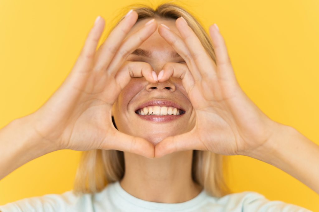 Close up woman with wide smile