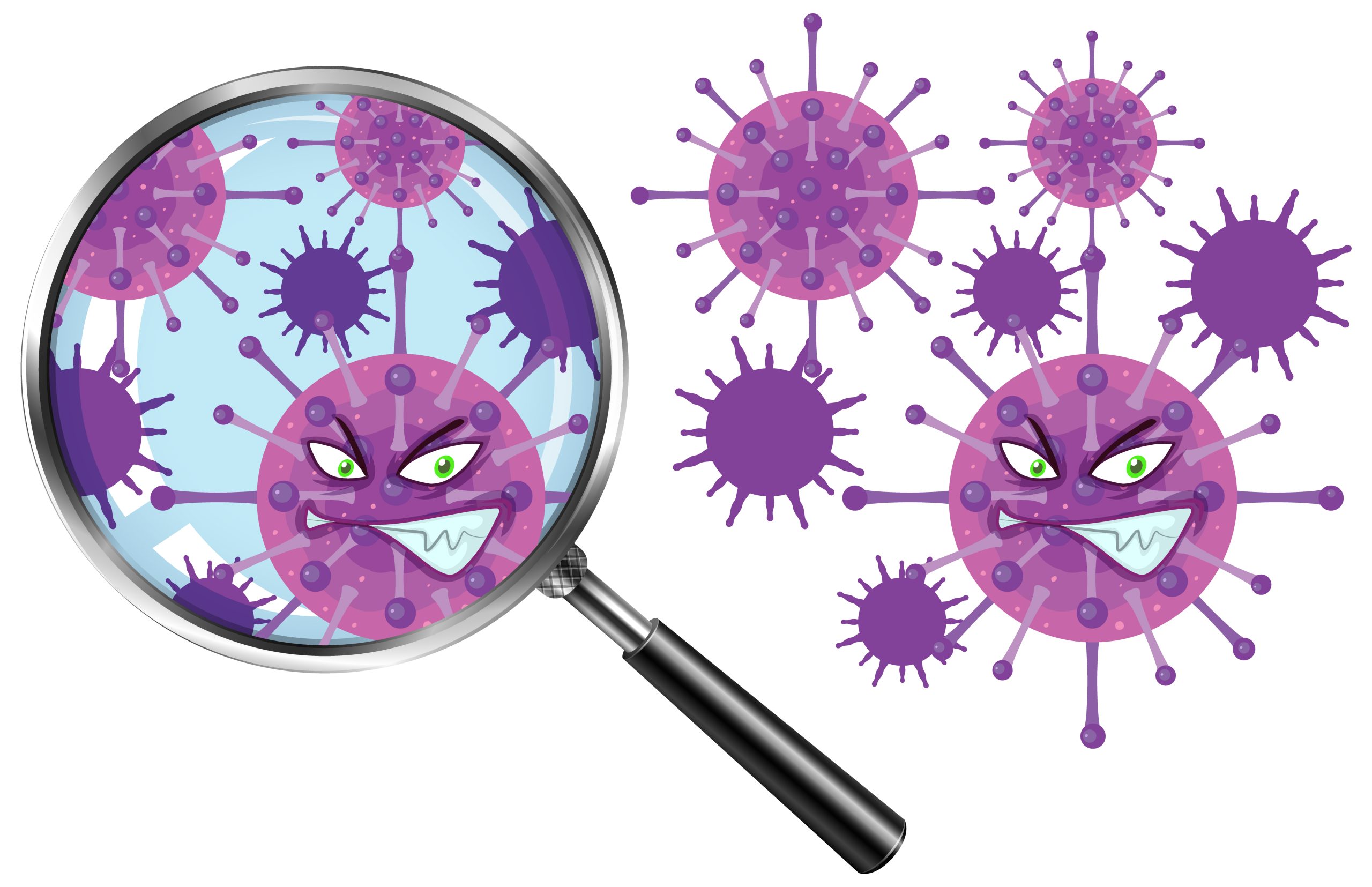 Close up germ using magnifying glass